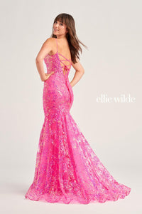 Ellie Wilde EW35013 Dress - Plunging Neckline, Long Fit and Flare