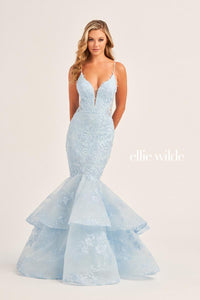 Ellie Wilde EW35038 Plunge Neck Fit and Flare Gown