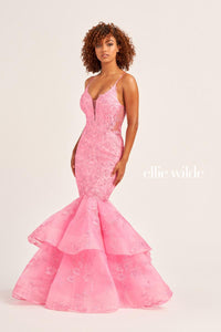 Ellie Wilde EW35038 Plunge Neck Fit and Flare Gown