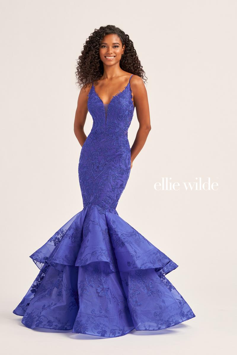 Ellie Wilde EW35038 Plunge Neck Fit and Flare Gown