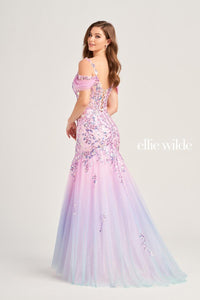 Ellie Wilde EW35056 Off-Shoulder Fit and Flare Long Dress