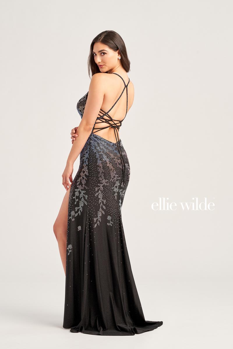 Ellie Wilde EW35061 Dress - Spaghetti Straps, Long, Fit and Flare Silhouette