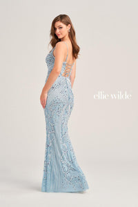 Ellie Wilde EW35065 Pink V-Neck Fit and Flare Gown