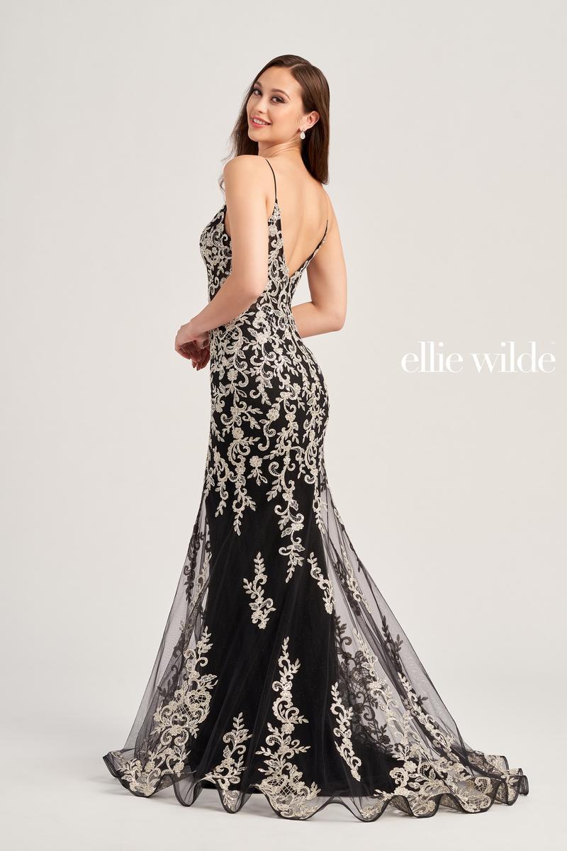 Ellie Wilde EW35071 V-Neck Long Fit and Flare Dress
