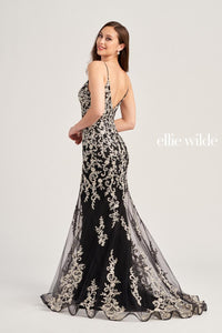 Ellie Wilde EW35071 V-Neck Long Fit and Flare Dress