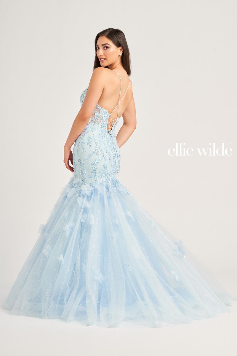 Ellie Wilde EW35080 Dress - V-Neck, Long, Fit and Flare Silhouette