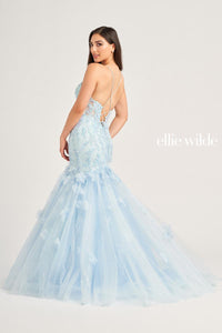 Ellie Wilde EW35080 Dress - V-Neck, Long, Fit and Flare Silhouette