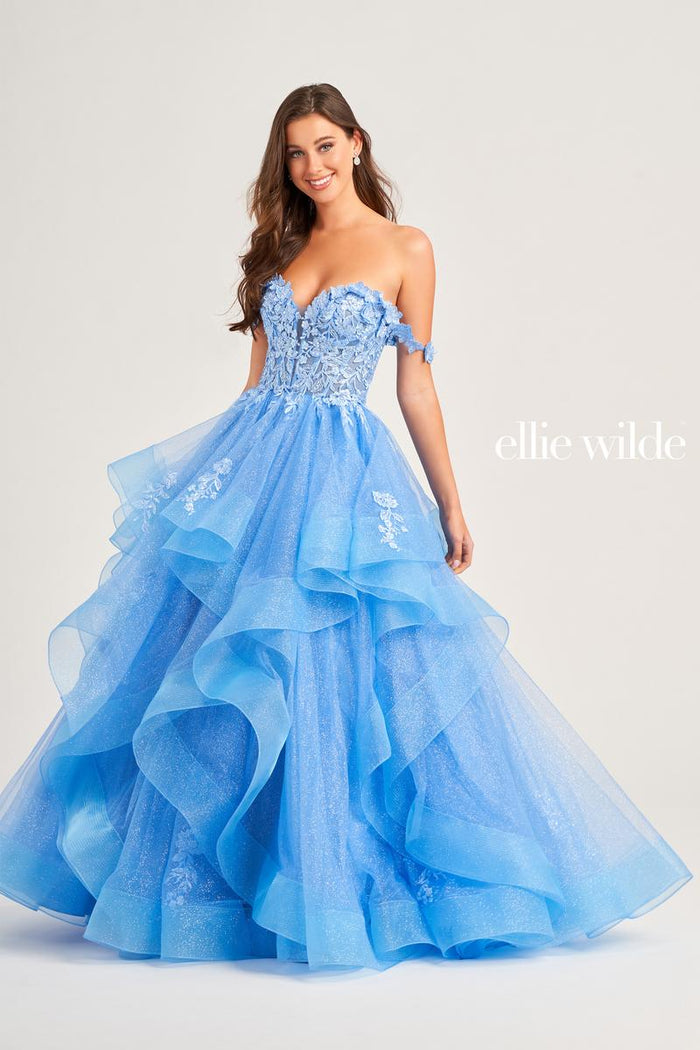 Ellie Wilde EW35084 Strapless Ballgown with Layered Skirt