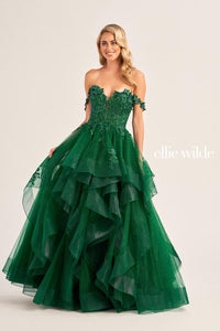 Ellie Wilde EW35084 Strapless Ballgown with Layered Skirt