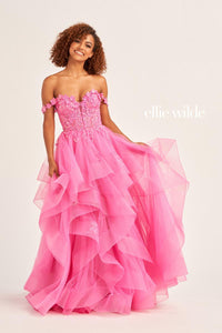 Ellie Wilde EW35084 Strapless Ballgown with Layered Skirt