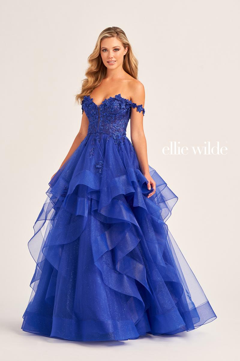 Ellie Wilde EW35084 Strapless Ballgown with Layered Skirt