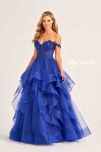 Ellie Wilde EW35084 Strapless Ballgown with Layered Skirt