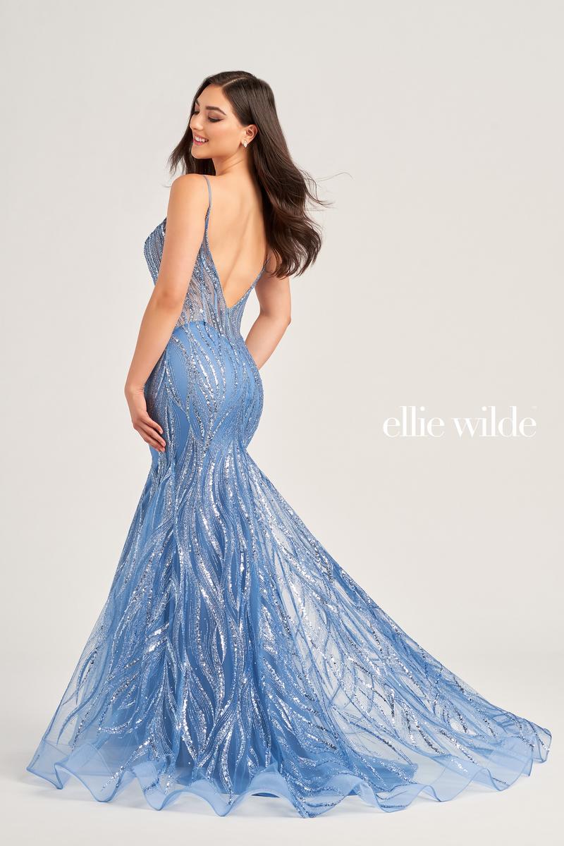 Ellie Wilde EW35098 Spaghetti Strap Fit and Flare Long Dress