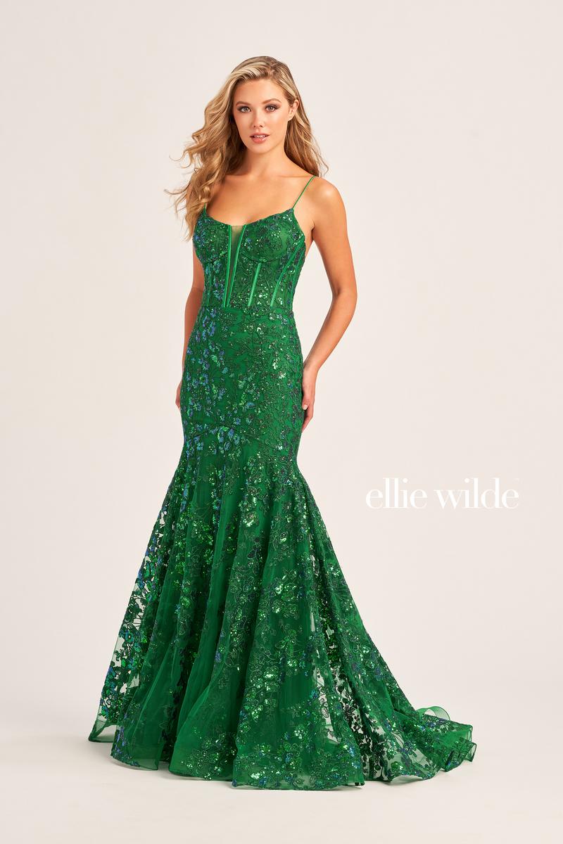Ellie Wilde EW35203 Spaghetti Strap Fit and Flare Gown normansbridal Ellie Wilde EW35203 Spaghetti Strap Fit and Flare Gown normansbridal
