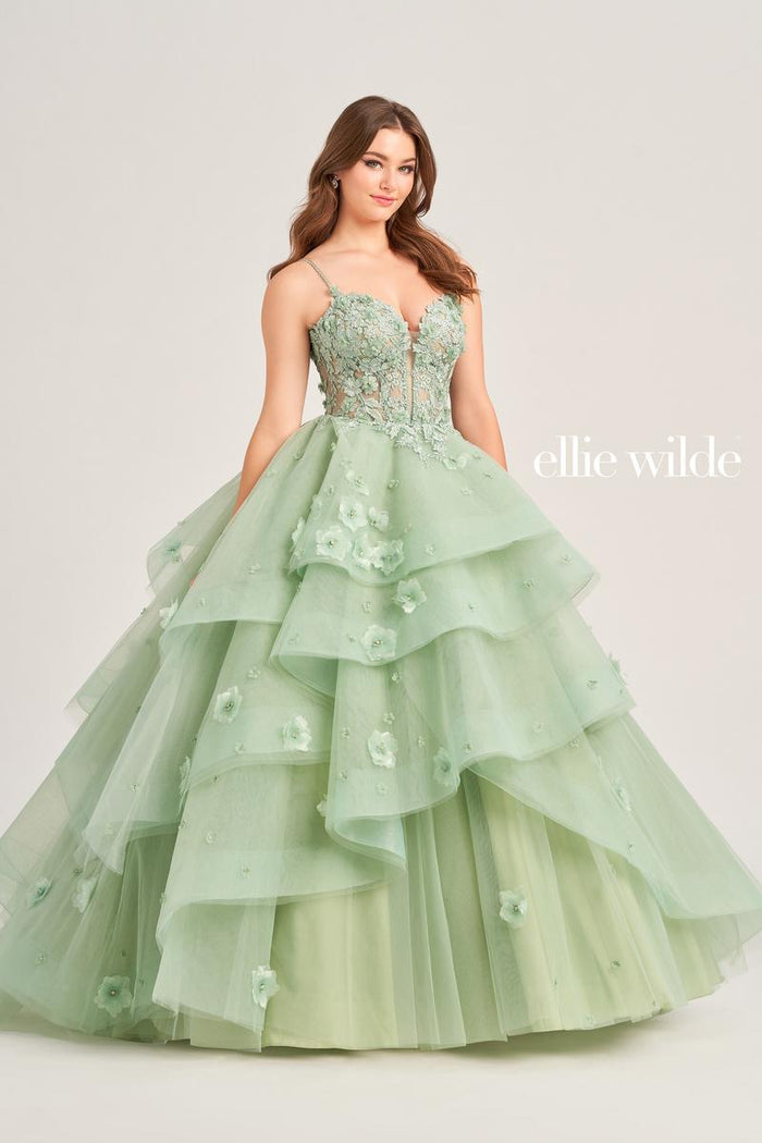 Ellie Wilde EW35206 Ballgown with Plunging Neckline