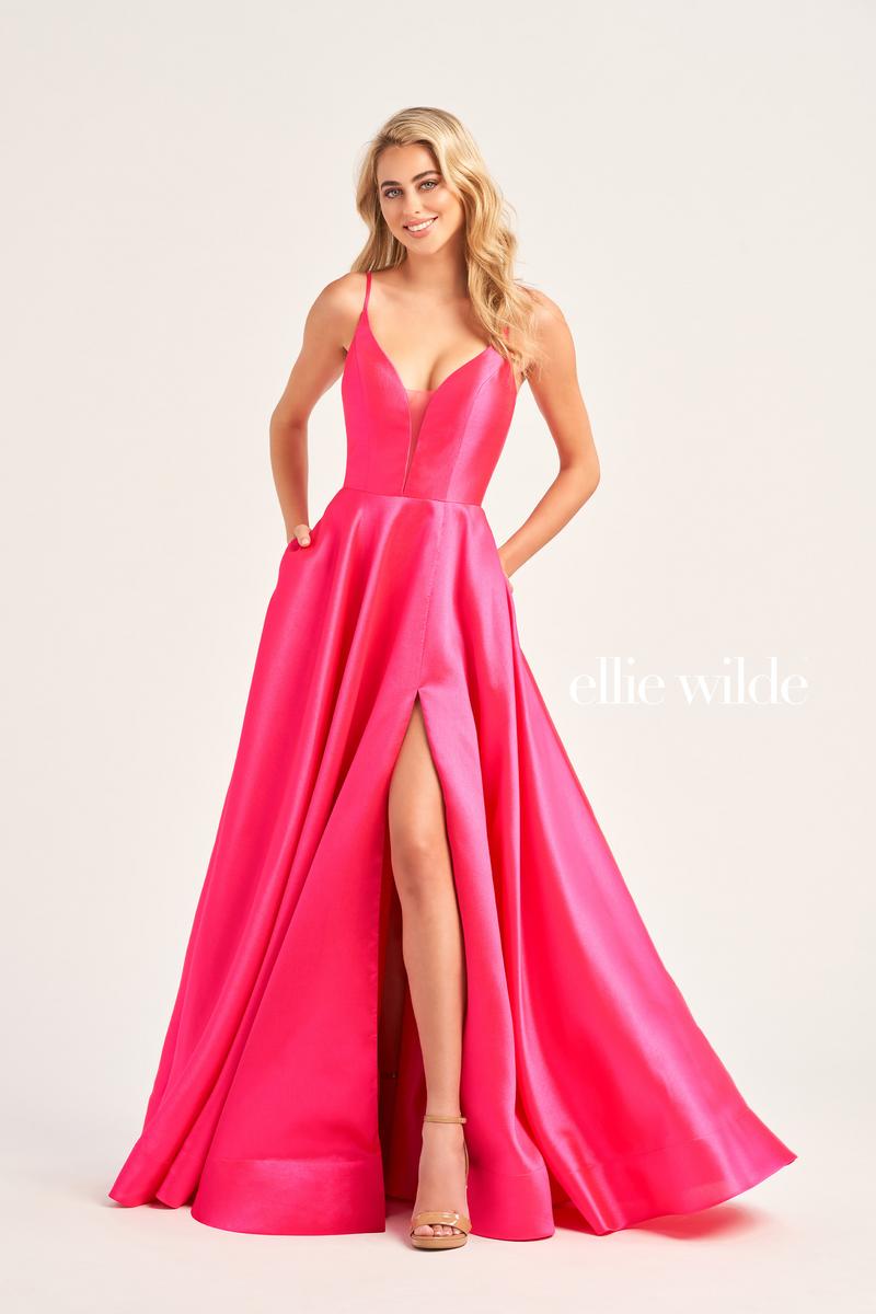 Ellie Wilde EW35232 Dress - Plunging V-Neck, Long A-Line Silhouette