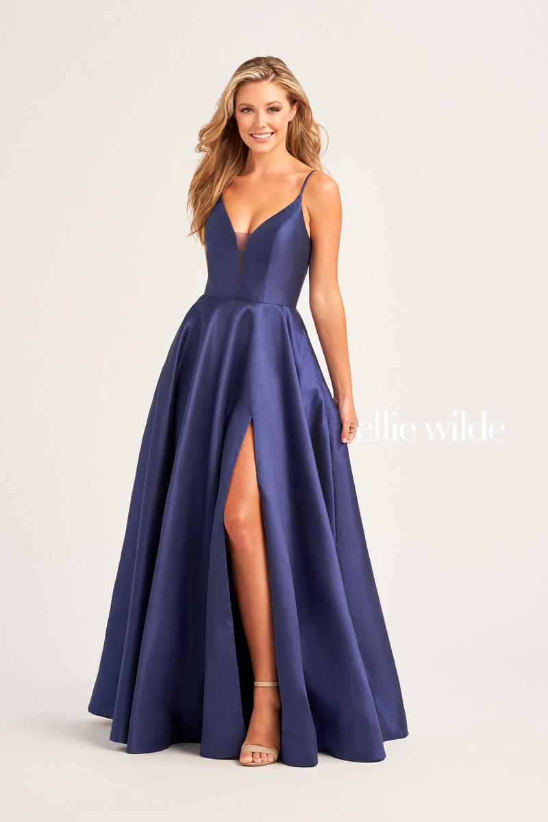 Ellie Wilde EW35232 Dress - Plunging V-Neck, Long A-Line Silhouette