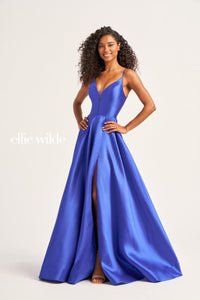 Ellie Wilde EW35232 Dress - Plunging V-Neck, Long A-Line Silhouette