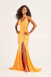Ellie Wilde EW35235 Sequin V-Neck Fit and Flare Gown