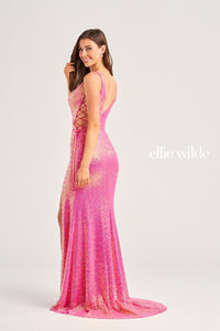 Ellie Wilde EW35235 Sequin V-Neck Fit and Flare Gown