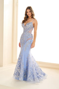 Ellie Wilde EW36006 Spaghetti Strap Fit and Flare Gown