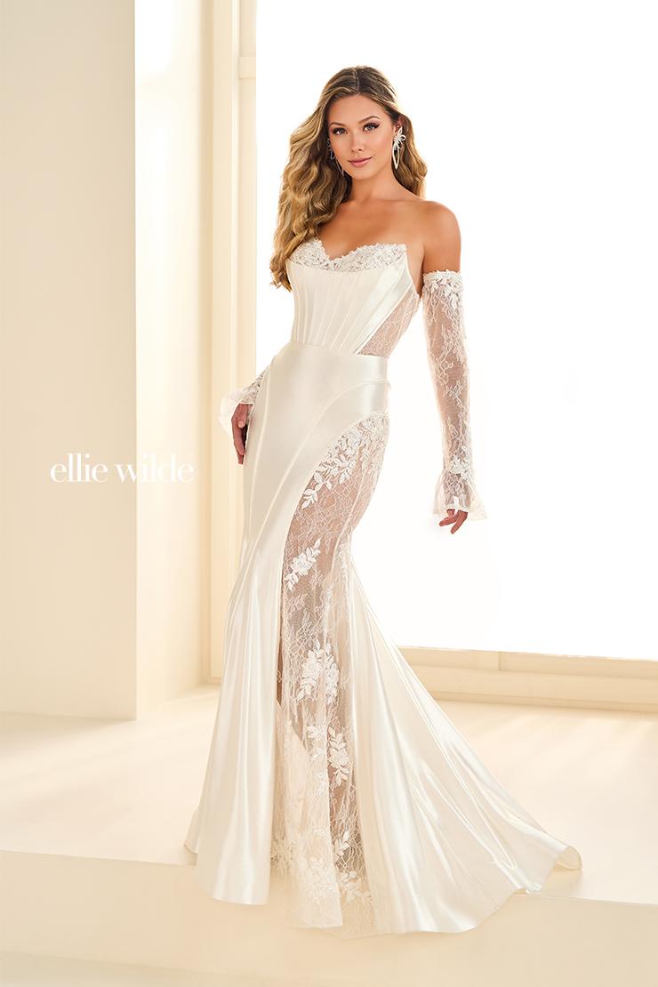 Ellie Wilde EW36010 Off-Shoulder Fit and Flare Gown