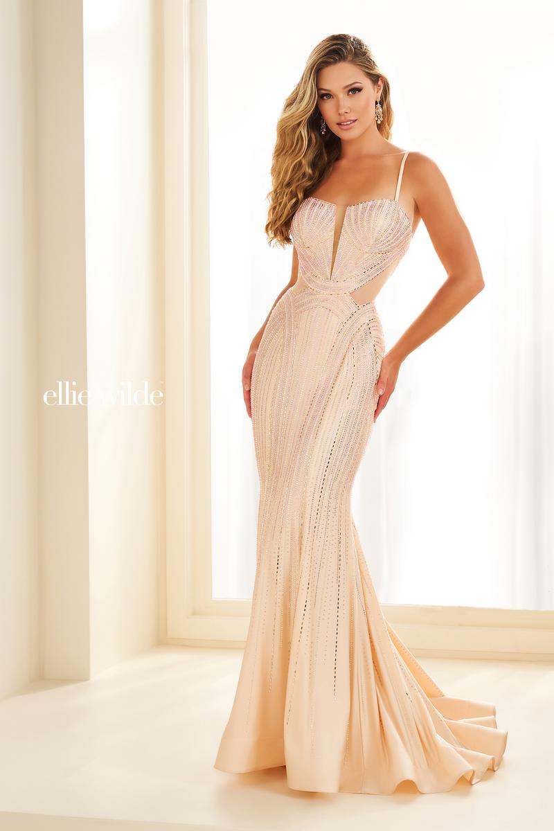 Ellie Wilde EW36013 Dress - Spaghetti Straps, Long Fit and Flare Silhouette
