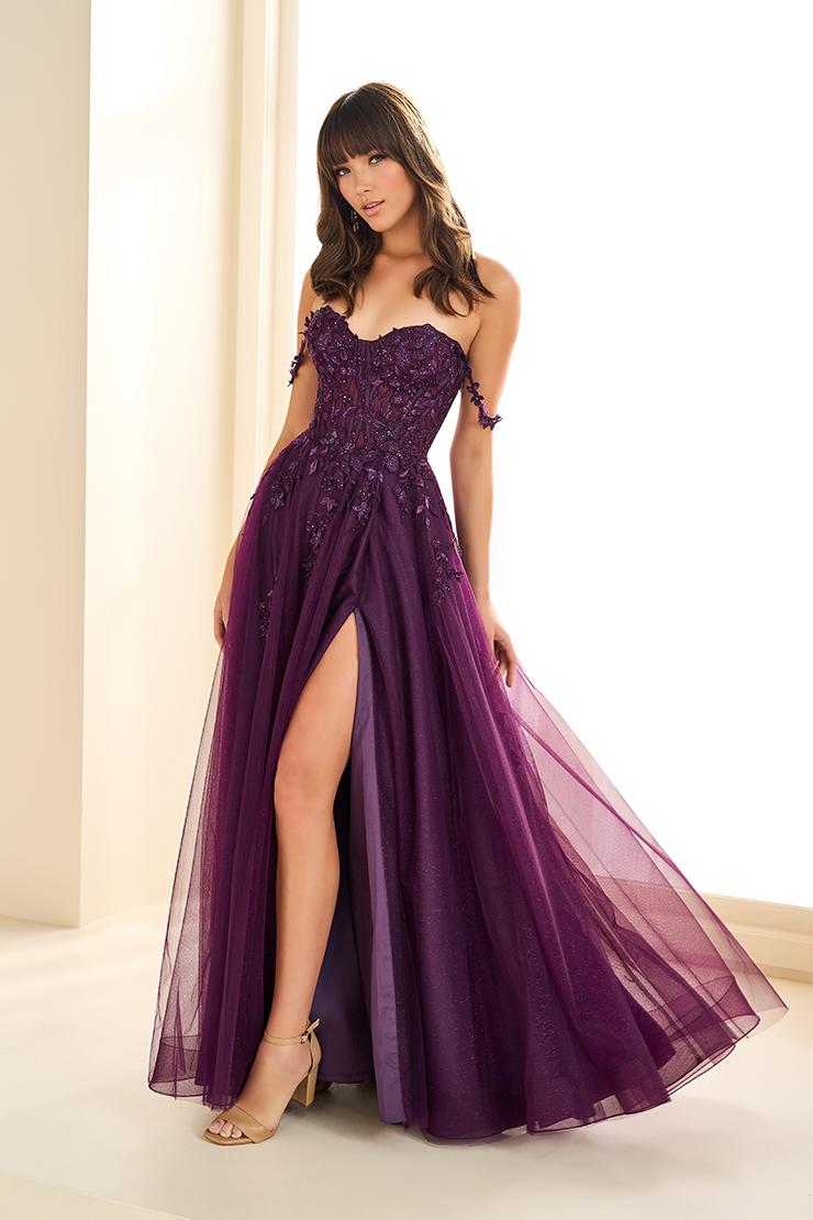 Ellie Wilde EW36083 Off-Shoulder A-Line Gown with Slit