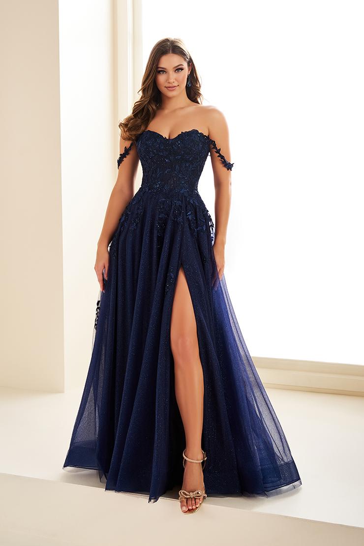 Ellie Wilde EW36083 Off-Shoulder A-Line Gown with Slit