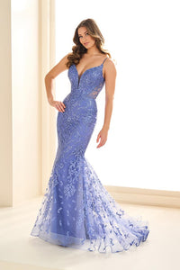 Ellie Wilde EW36096 Deep V-Neck Fitted Gown
