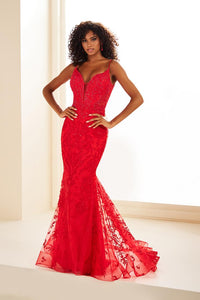 Ellie Wilde EW36096 Deep V-Neck Fitted Gown