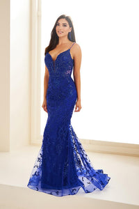 Ellie Wilde EW36096 Deep V-Neck Fitted Gown