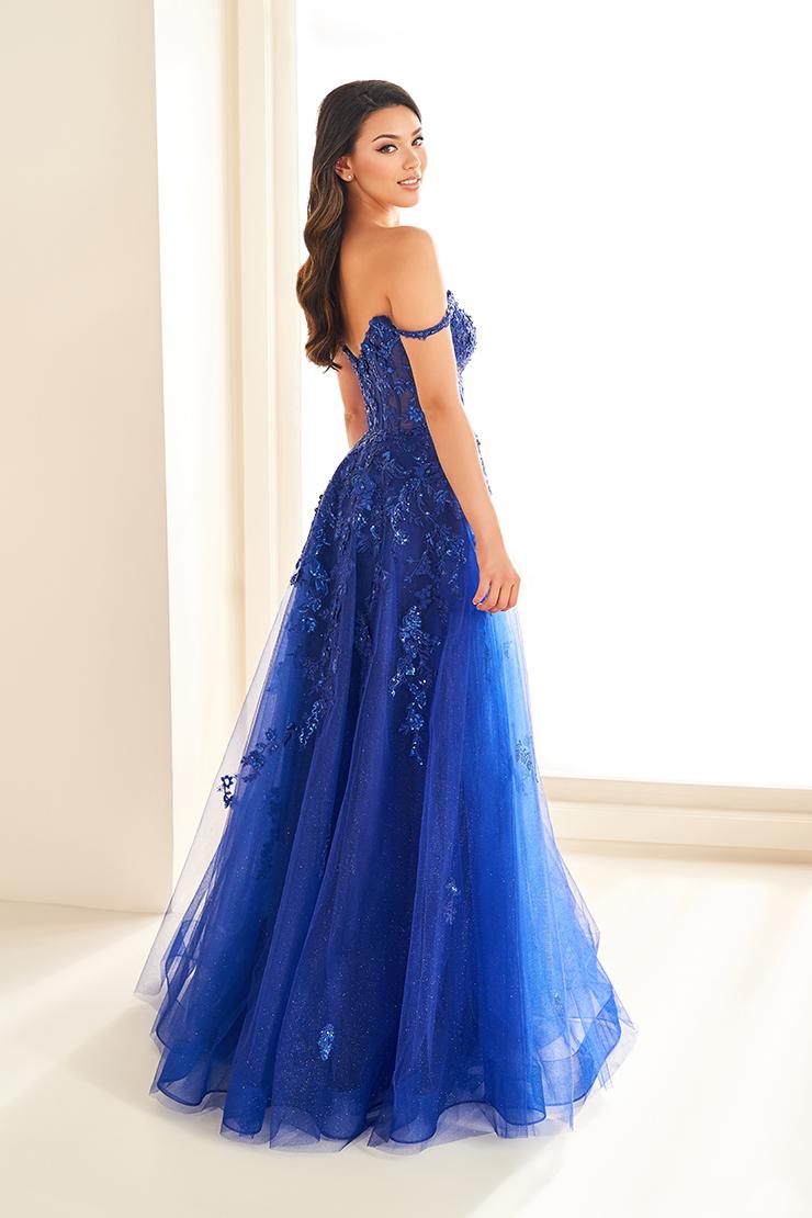 Ellie Wilde EW36204 Off-Shoulder A-Line Dress with Floral Appliqué