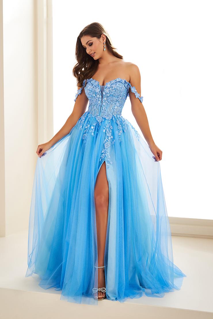 Ellie Wilde EW36214 Off-Shoulder A-Line Gown with Slit