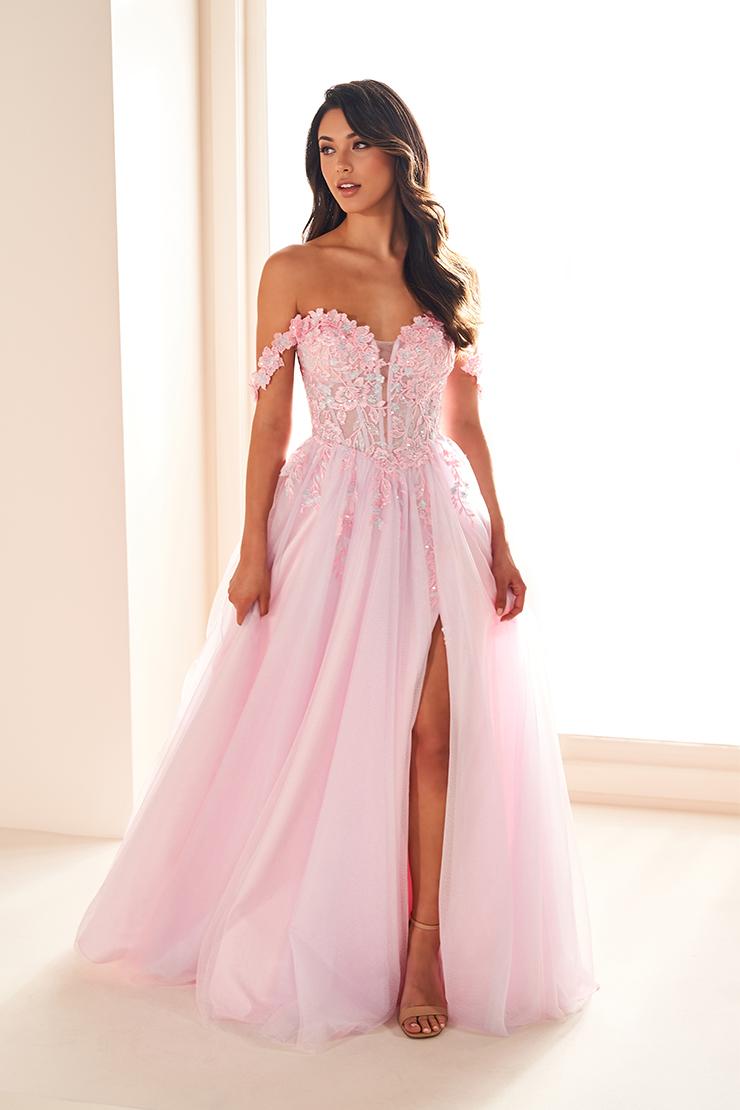 Ellie Wilde EW36214 Off-Shoulder A-Line Gown with Slit