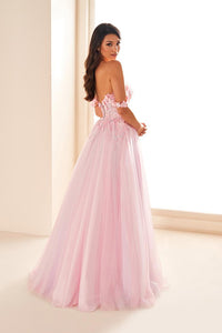 Ellie Wilde EW36214 Off-Shoulder A-Line Gown with Slit