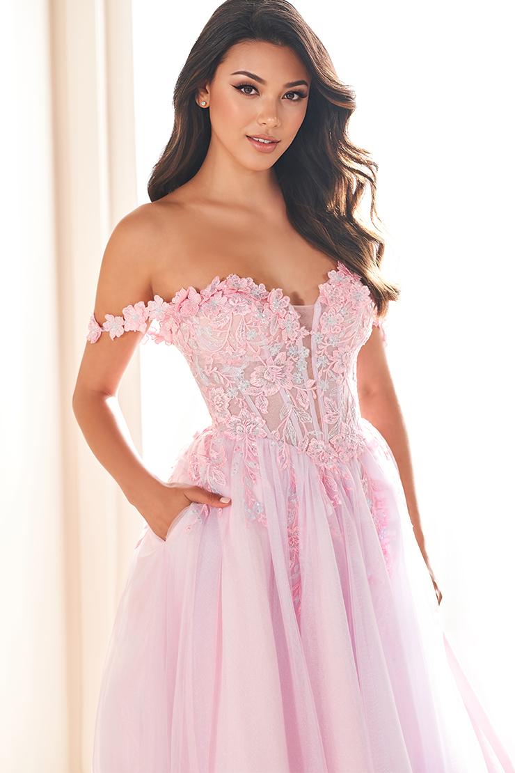 Ellie Wilde EW36214 Off-Shoulder A-Line Gown with Slit