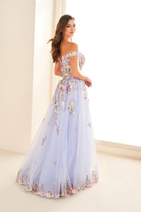 Ellie Wilde EW36215 Off-Shoulder Floral A-Line Gown