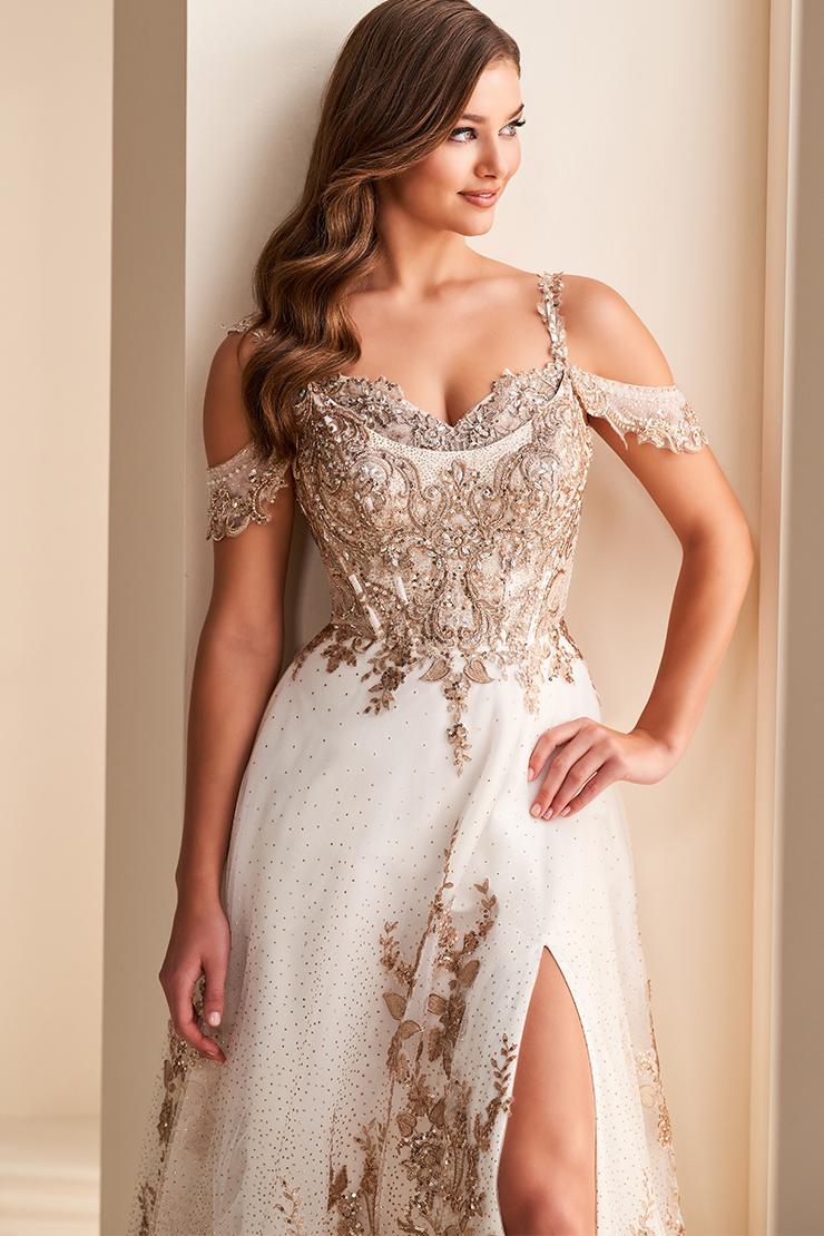 Ellie Wilde EW36220 Off-Shoulder A-Line Gown with Slit