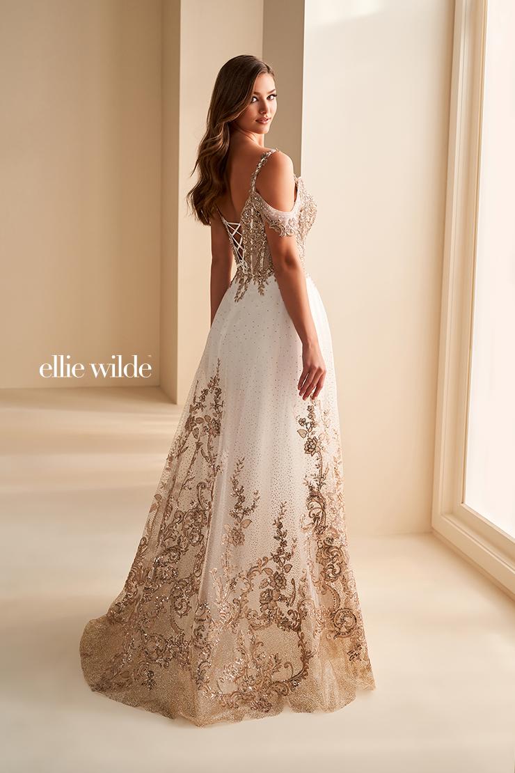 Ellie Wilde EW36220 Off-Shoulder A-Line Gown with Slit