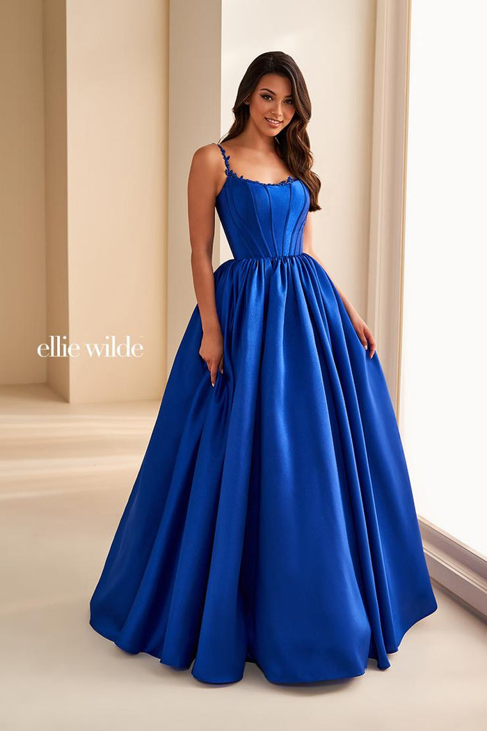 Ellie Wilde EW36221 Teal Ballgown with Sweetheart Neckline