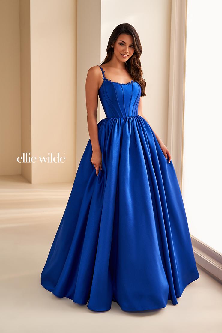 Ellie Wilde EW36221 Teal Ballgown with Sweetheart Neckline