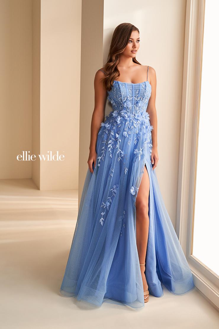 Ellie Wilde EW36222 Dress - Spaghetti Straps, Long A-Line Silhouette