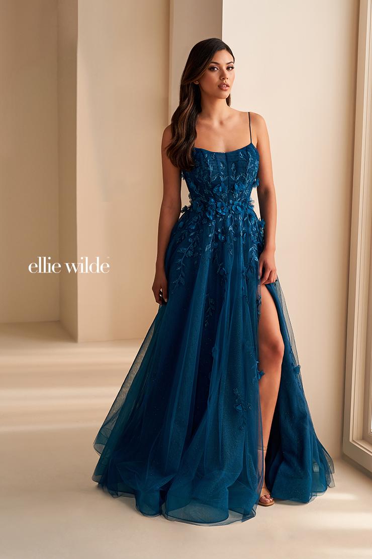 Ellie Wilde EW36222 Dress - Spaghetti Straps, Long A-Line Silhouette