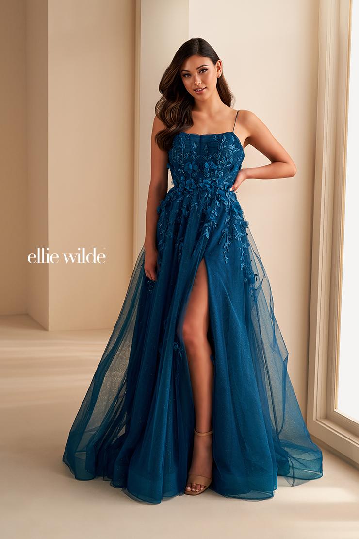 Ellie Wilde EW36222 Dress - Spaghetti Straps, Long A-Line Silhouette