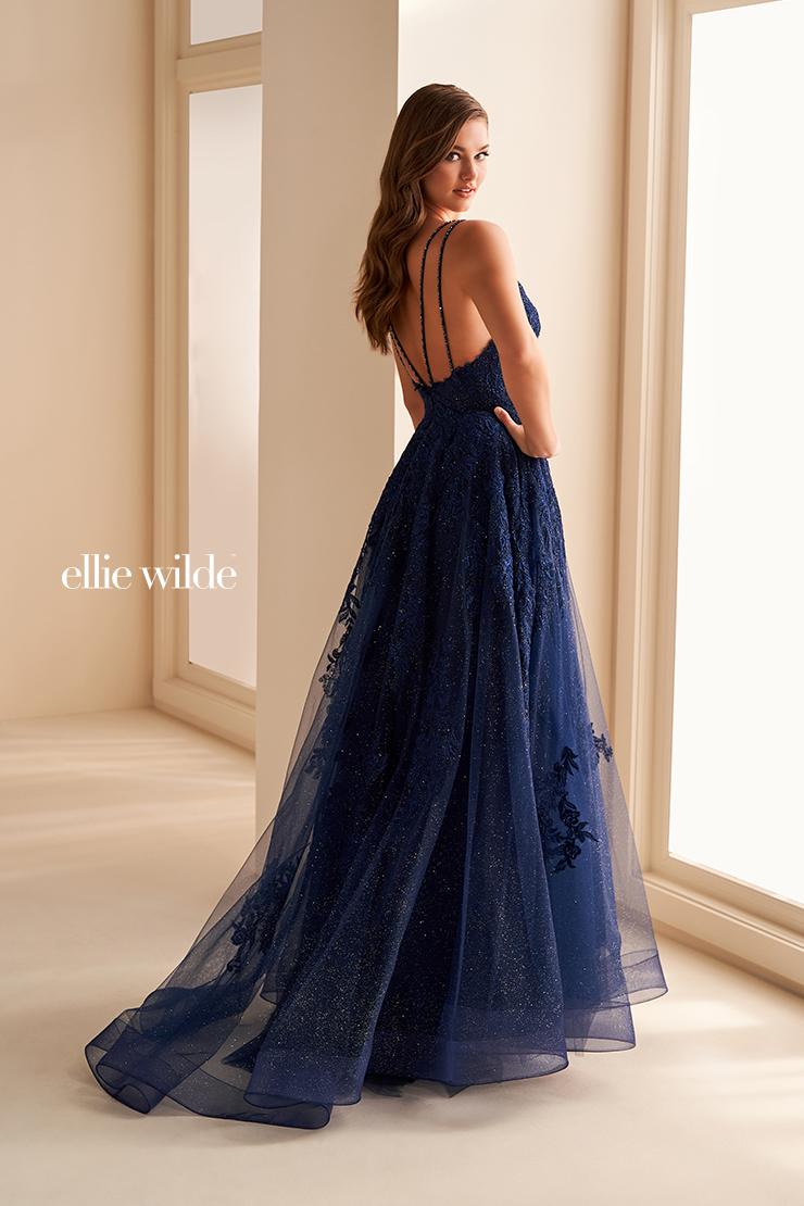 Ellie Wilde EW36226 V-Neck A-Line Gown with Slit