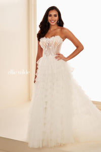 Ellie Wilde EW37026 Strapless Ballgown with Floral Bodice