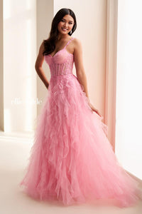Ellie Wilde EW37031 Spaghetti Strap A-Line Gown