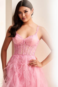 Ellie Wilde EW37031 Spaghetti Strap A-Line Gown
