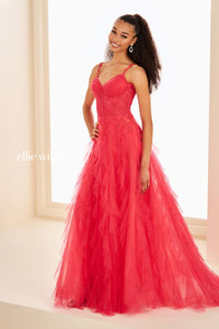 Ellie Wilde EW37031 Spaghetti Strap A-Line Gown